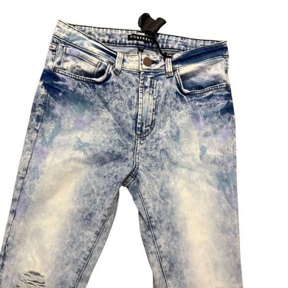Monfrere distressed splatter paint denim skinny jeans size 32 - Picture 2 of 6